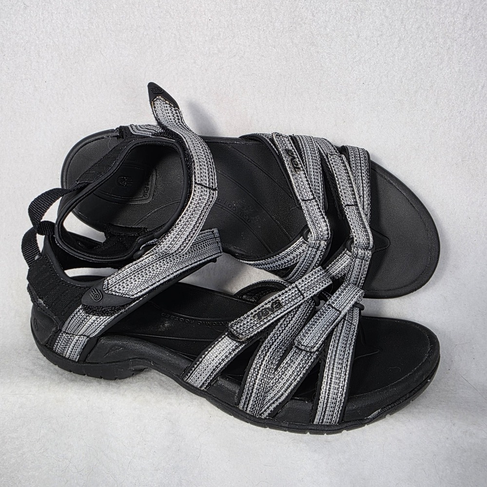 Teva Tirra Womens 8 Black Grey  Hiking Water Sandals 4266 Strappy Comfort